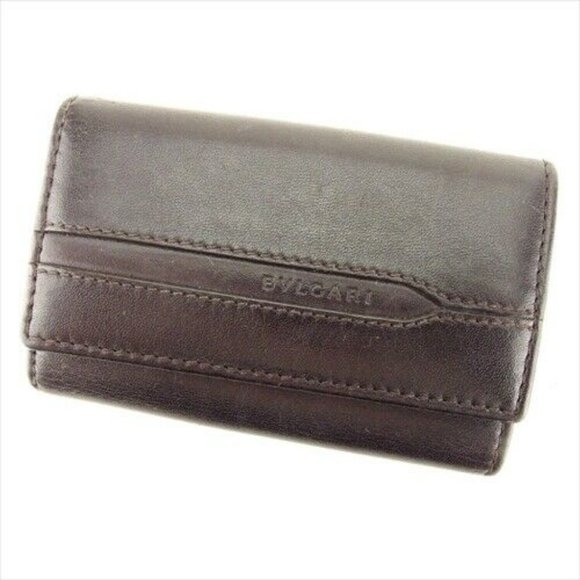 Bvlgari Key case Key holder Brown leather Woman unisex Authentic Used - Picture 1 of 8